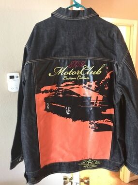 Rare Y2K Eight 732 MotorClub Denim Jacket 4XL Custom Culture Streetwear Jean